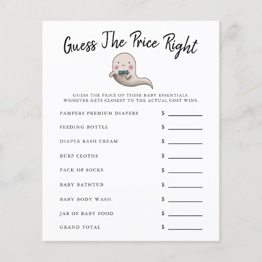 Ghost Boy Baby Dusche schätzt den Preis (Vorderseite)