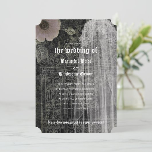 Ghost Bride Night Gothic Wedding Einladung (Stehend Vorderseite)