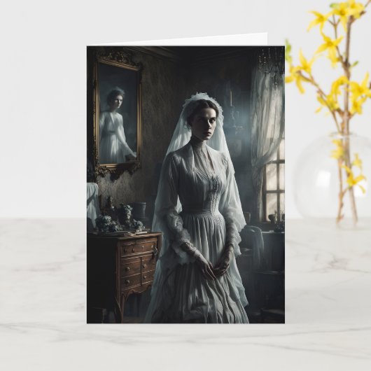 Ghost Bride und Mirror Halloween Karte (Gelbe Blume)