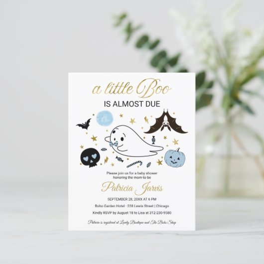 Ghost Budget Halloween Kinderdusche Einladung (Stehend Vorderseite)