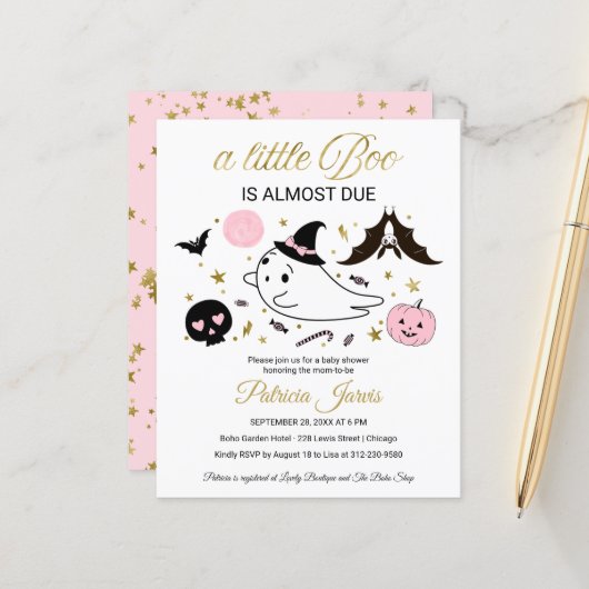 Ghost Budget Halloween Kinderdusche Einladung (Vorderseite/Rückseite Beispiel)