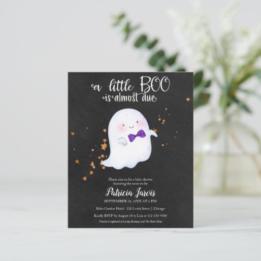 Ghost Budget Halloween Kinderdusche Einladung (Stehend Vorderseite)