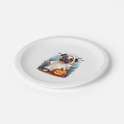 Ghost Bulldog Boo Pappteller (Schrägansicht)