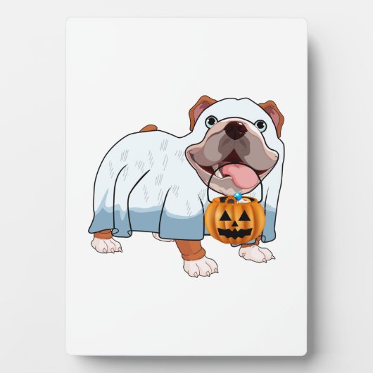 Ghost Bulldog Halloween Dog Fotoplatte (Vorderseite)