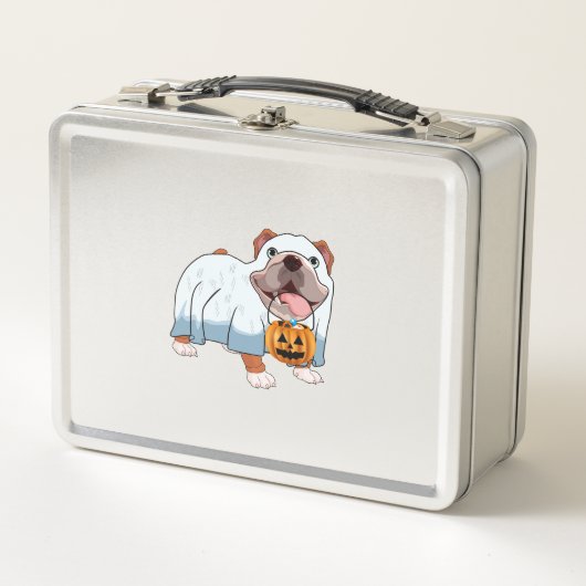 Ghost Bulldog Halloween Dog Metall Brotdose (Vorderseite)