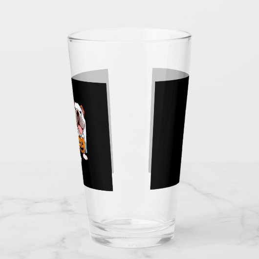 Ghost Bulldog Halloween Hund Glas (Links)