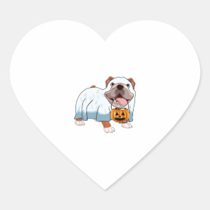 Ghost Bulldog Halloween Hund Herz-Aufkleber