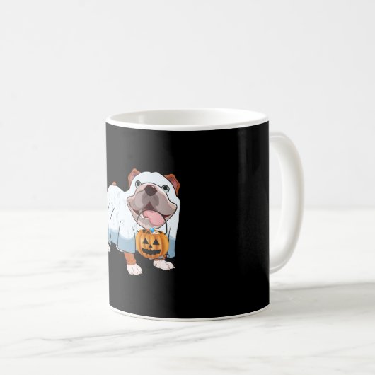 Ghost Bulldog Halloween Hund Kaffeetasse (VorderseiteRechts)