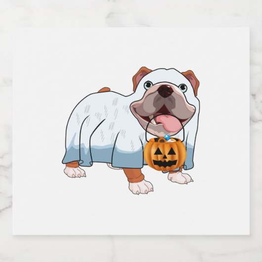 Ghost Bulldog Halloween Hund Schaumweinetikett (Einzelnes Label)