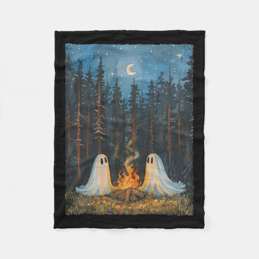 Ghost Campfire Camping Lover Forest Gothic Hallowe Fleecedecke (Vorderseite)