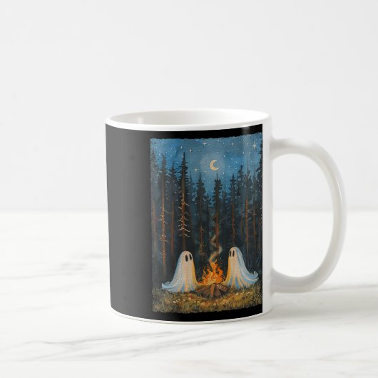 Ghost Campfire Camping Lover Forest Gothic Hallowe Kaffeetasse (Rechts)