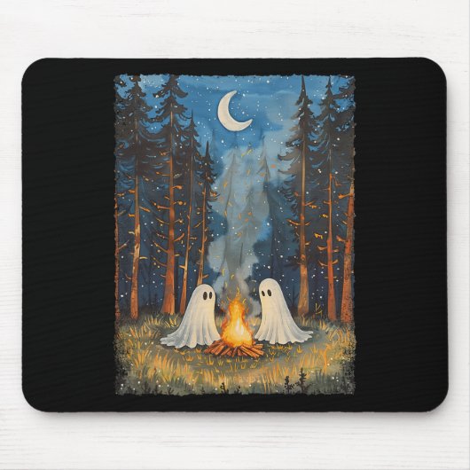 Ghost Campfire Camping Lover Forest Gothic Hallowe Mousepad (Vorne)