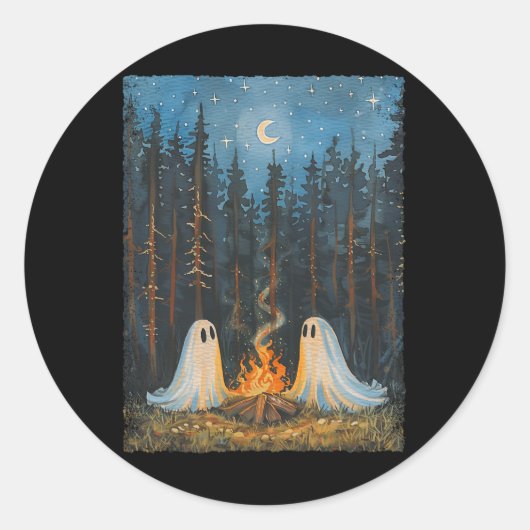 Ghost Campfire Camping Lover Forest Gothic Hallowe Runder Aufkleber (Vorderseite)