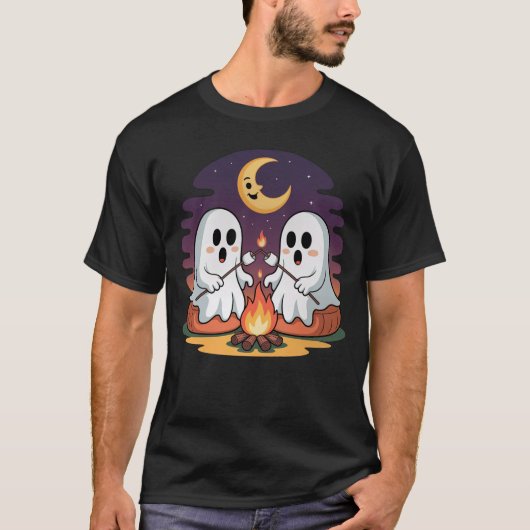 Ghost Campfire Marshmallows Niedlich Cosy Hallowee T-Shirt (Vorderseite)