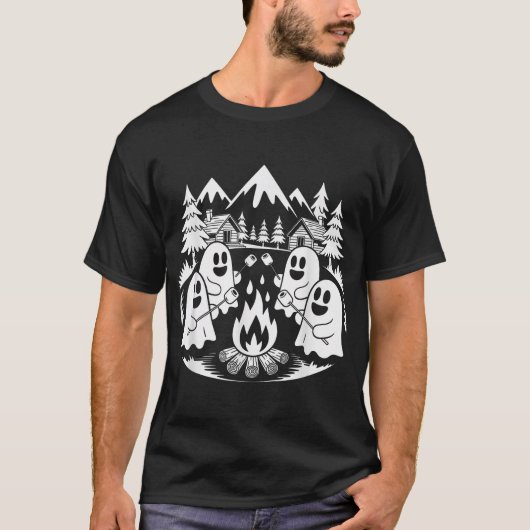 Ghost Camping Halloween Kostüm Campfire T-Shirt (Vorderseite)