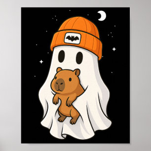 Ghost Capybara Halloween Animal Lover Benie Hat B Poster