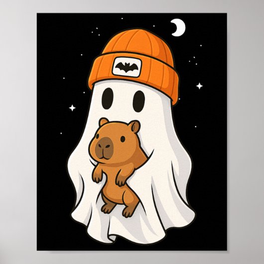 Ghost Capybara Halloween Animal Lover Benie Hat B Poster (Vorne)