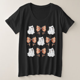 Ghost Cat and Coquette - Katze liebt Halloween Große Größe T-Shirt