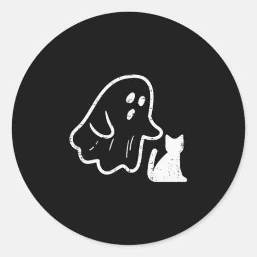 Ghost Cat Cket Funny Halloween Costume Men Women K Runder Aufkleber (Vorderseite)