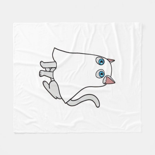 Ghost Cat Classic T - Shirt_1 Fleecedecke (Vorderseite (Horizontal))