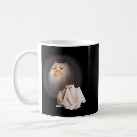 Ghost Cat Ghost Kitten Funny Cat Meme Halloween Kaffeetasse (Links)
