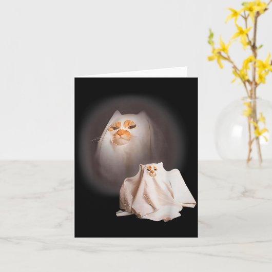 Ghost Cat Ghost Kitten Funny Cat Meme Halloween  Karte (Gelbe Blume)