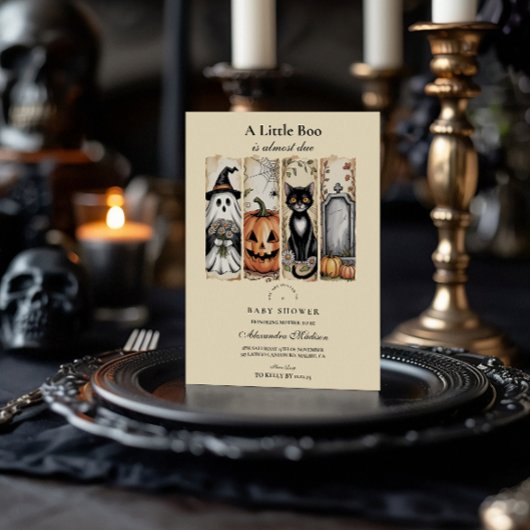 Ghost Cat Gothic Halloween Baby Shower Einladung