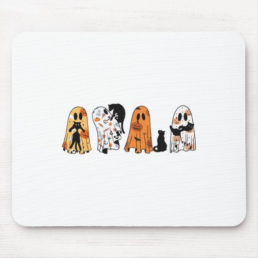 Ghost Cat Halloween Ghost Black Cat Spooky Jahresz Mousepad (Vorne)