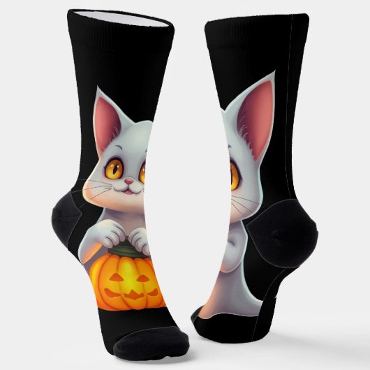 Ghost Cat Halloween Socken - Magisches und gemütli (Gewinkelt)