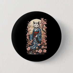 Ghost Cat mit Kimono Japanisch Yokai Folklore Desi Button