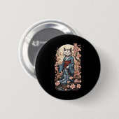 Ghost Cat mit Kimono Japanisch Yokai Folklore Desi Button (Vorne & Hinten)