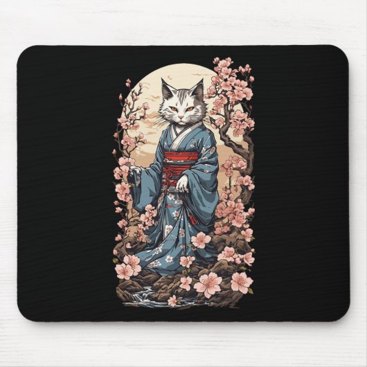 Ghost Cat mit Kimono Japanisch Yokai Folklore Desi Mousepad (Vorne)