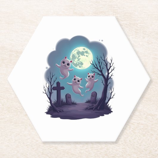 Ghost Cat Parade Untersetzer (Vorderseite)