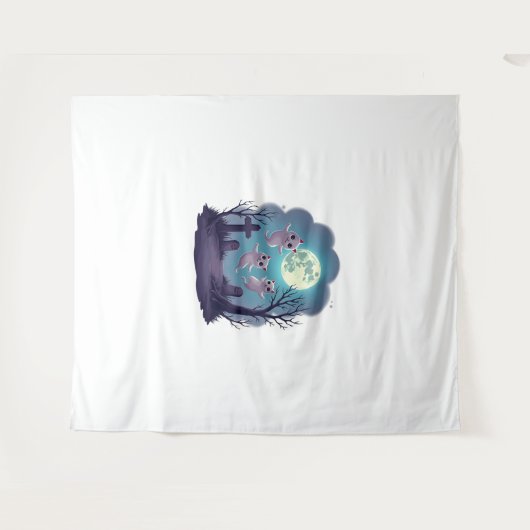 Ghost Cat Parade Wandteppich (Vorderseite (Horizontal))