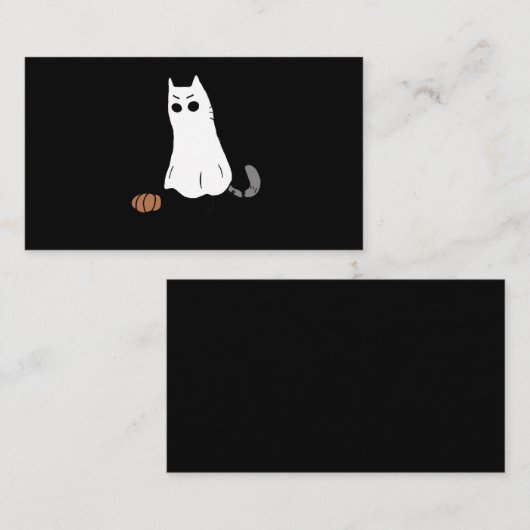 Ghost Cat Pumpkin Halloween Visitenkarte (Vorne/Hinten)