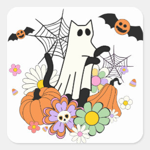 Ghost Cat Quadratischer Aufkleber