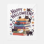 Ghost Cat Reading Books Lover Gift Halloween Spoo Fleecedecke (Vorderseite)