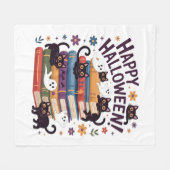 Ghost Cat Reading Books Lover Gift Halloween Spoo Fleecedecke (Vorderseite (Horizontal))