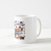 Ghost Cat Reading Books Lover Gift Halloween Spoo Kaffeetasse (VorderseiteRechts)