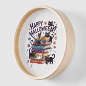 Ghost Cat Reading Books Lover Gift Halloween Spoo Uhr (Winkel)