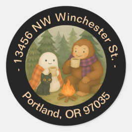 Ghost, Cat & Sasquatch - Rückgabeadresse-Label Runder Aufkleber