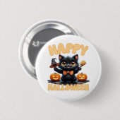 Ghost Cat T-Shirt, Halloween Shirt, Spooky Niedlic Button (Vorne & Hinten)