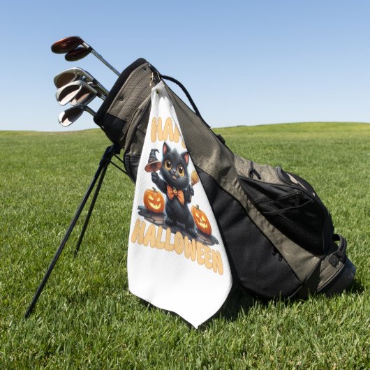 Ghost Cat T-Shirt, Halloween Shirt, Spooky Niedlic Golfhandtuch (Gras)