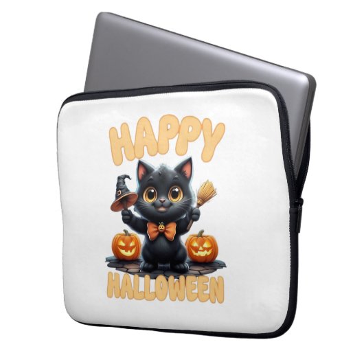 Ghost Cat T-Shirt, Halloween Shirt, Spooky Niedlic Laptopschutzhülle (Vorderseite Links)