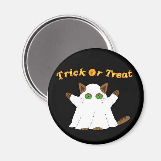 Ghost Cat Trick oder Treat Magnet (Vorderseite/Rückseite)