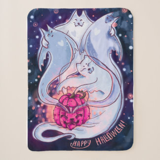Ghost Cats Pumpkin Blanket Sherpadecke