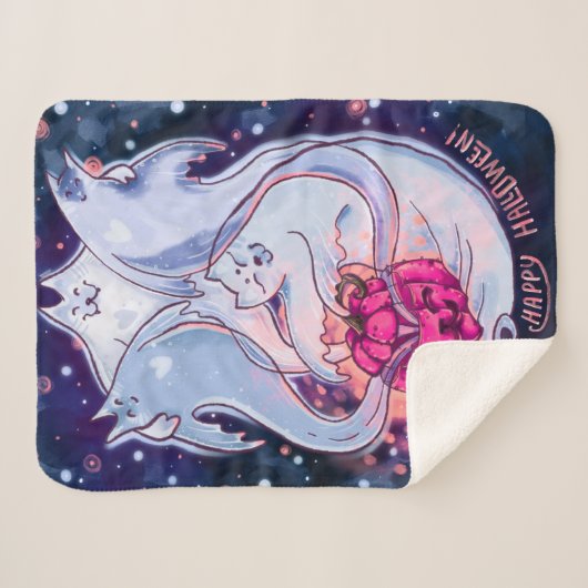 Ghost Cats Pumpkin Blanket Sherpadecke (Vorderseite (Horizontal))