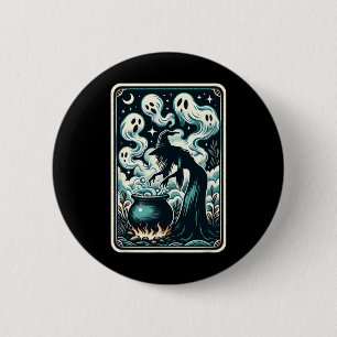 Ghost Cauldron Gothic Supernatural Tarot Card Button