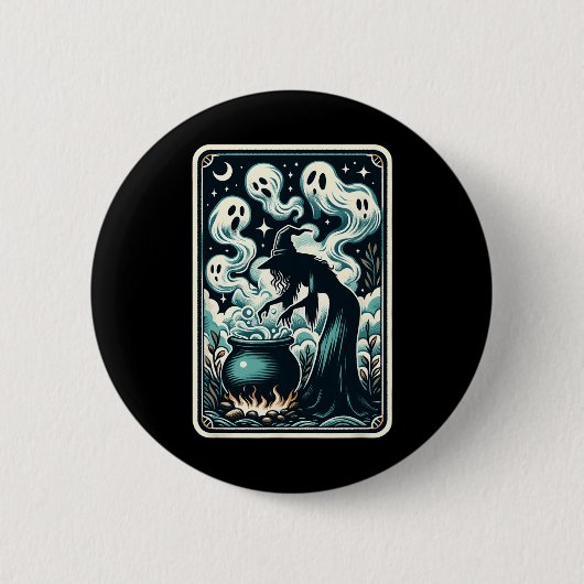 Ghost Cauldron Gothic Supernatural Tarot Card Button (Vorderseite)