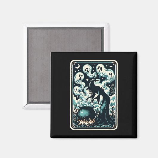 Ghost Cauldron Gothic Supernatural Tarot Card Magnet (Vorderseite/Rückseite)